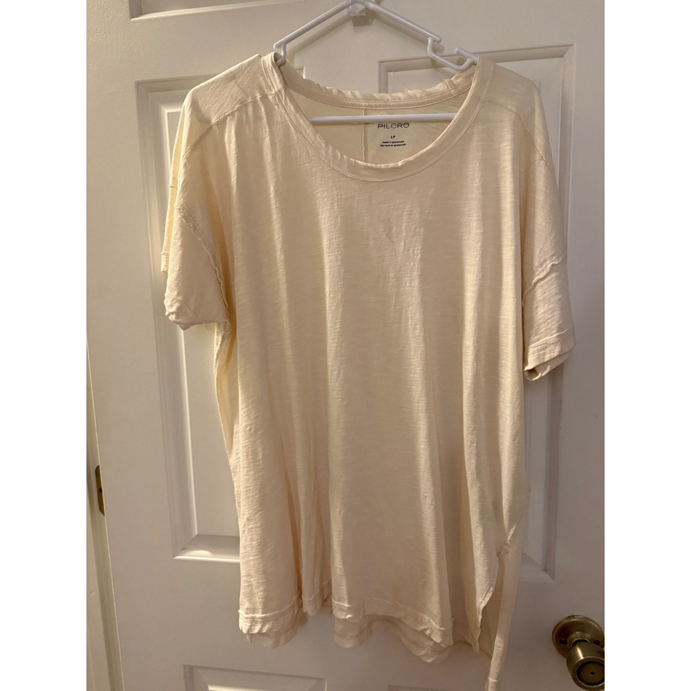 Pilcro and the Letterpress Cream Slub Knit Relaxed Tee LP Cream Short Sleeve Top